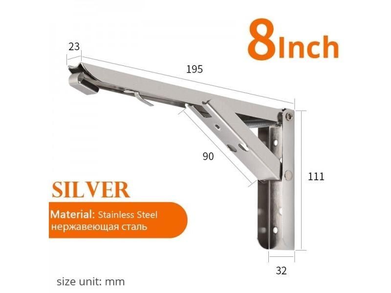 NAIERDI 2PCS Stainless Steel Folding Triangle Bracket Shelf Support Adjustable Carousel 1