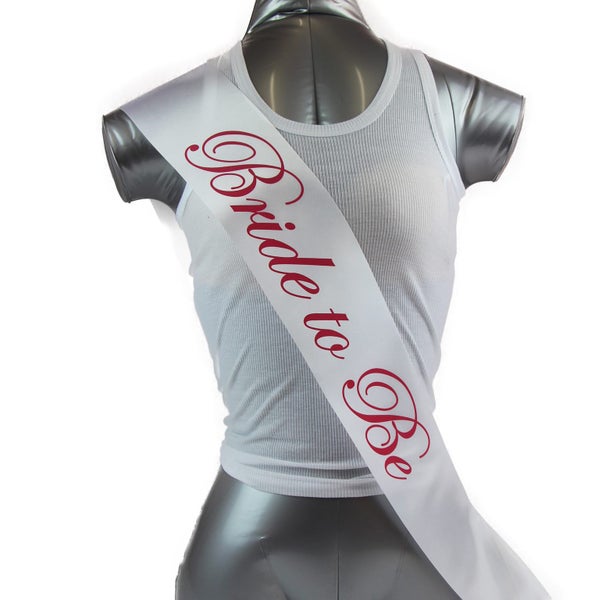 Sashes Hens Sash Party White/Pink - Bride To Be Carousel 1