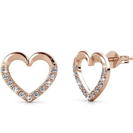 Rose-Gold Heart Crystal Stud Earrings "Sylvia" Carousel 1