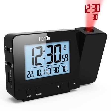 Digital Projection Alarm Clock Temperature and Time Sync with LCD Backlit Screen Carousel 2