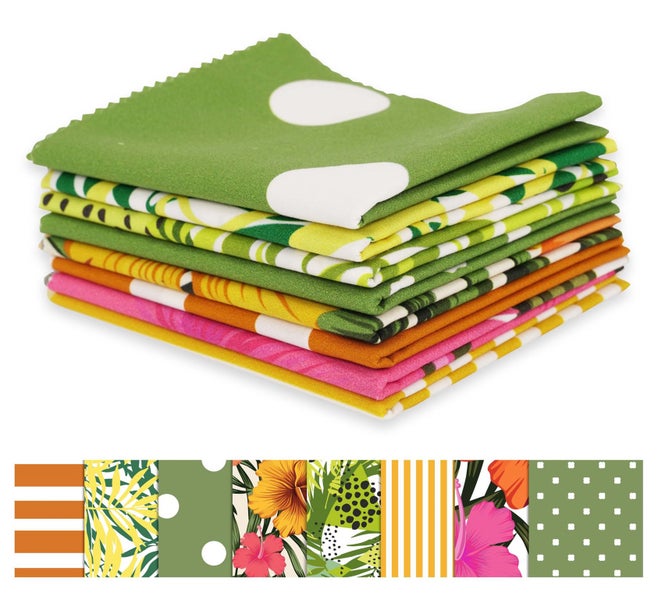Soimoi 8 Pc Fat Quarter Bundle - Tropical Print 18"x 22" DIY Patchwork- 100% Carousel 1