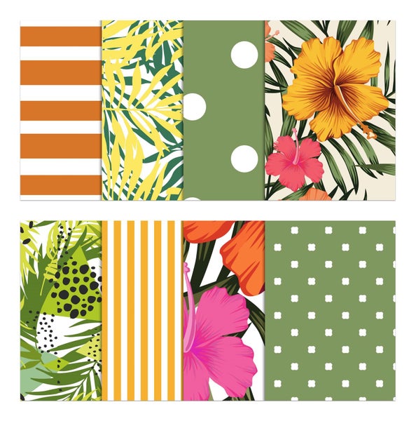 Soimoi 8 Pc Fat Quarter Bundle - Tropical Print 18"x 22" DIY Patchwork- 100% Carousel 2