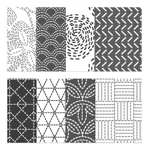 Soimoi 8 Pc Fat Quarter Bundle - Japanese Sashiko Print 18"x 22" DIY Carousel 2
