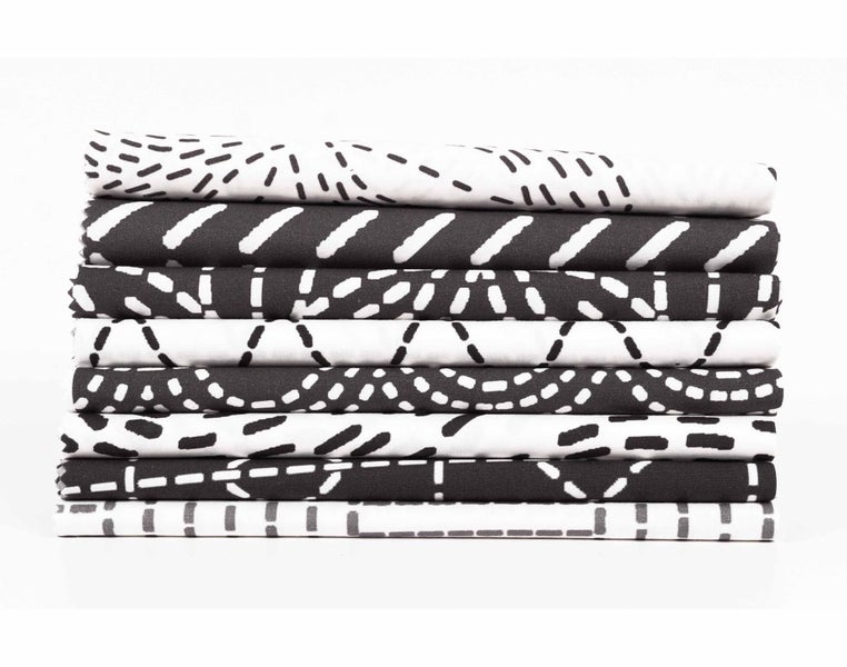 Soimoi 8 Pc Fat Quarter Bundle - Japanese Sashiko Print 18"x 22" DIY Carousel 8