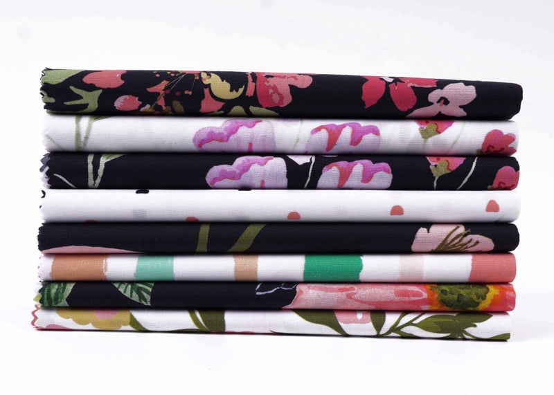 Soimoi 8 Pc Fat Quarter Bundle - Geometric & Floral Print 18"x 22" DIY Carousel 8