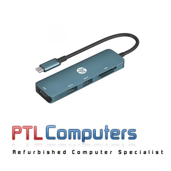 ***New***HP 5 in 1 Connector, USB-C to HDMI+USBAx2+SD+TF, Black - DHC-CT203 Carousel 1