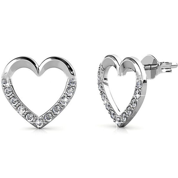 18K White Gold Heart Crystal Stud Earrings "Sylvia" Carousel 1