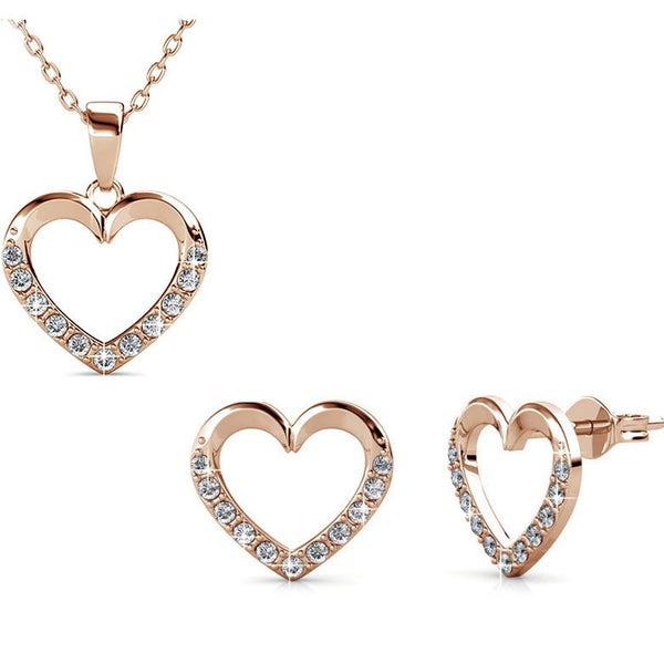 Rose-Gold Heart Crystal Jewellery Set "Sylvia" Carousel 1