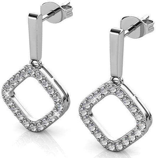 18K White Gold Crystal Dangle Earrings "Sara" Carousel 1