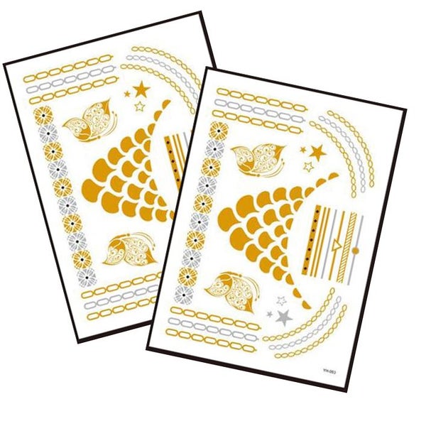 Metallic Temporary Tattoo Gold Silver Glitter Party Body Sticker Waterproof 2... Carousel 1