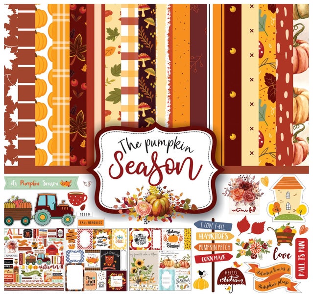 Inkdotpot Autumn Fall Theme Collection Double-Sided Scrapbook Paper Kit Carousel 1