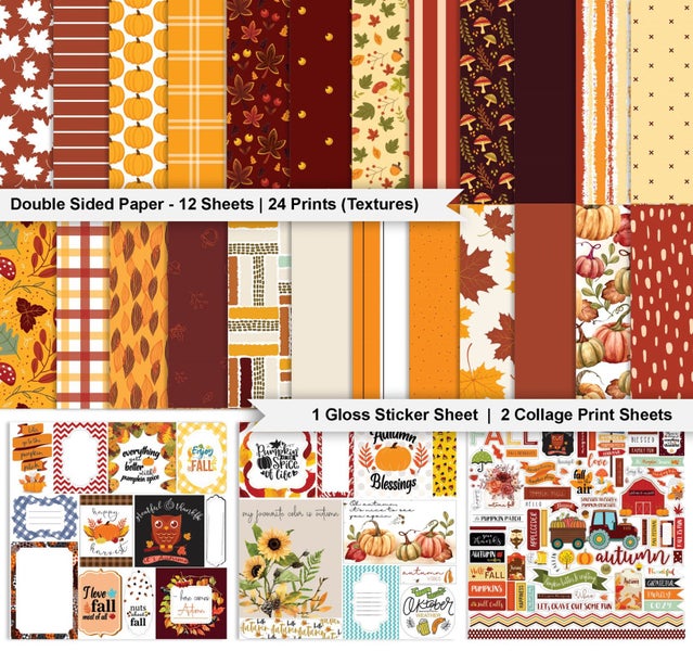 Inkdotpot Autumn Fall Theme Collection Double-Sided Scrapbook Paper Kit Carousel 2