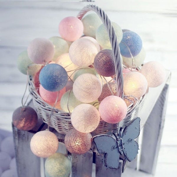 NEW 3M Cotton Ball Globe String Fairy LED Lights 20 LED Carousel 1