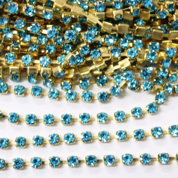 Aqua Bohemica Preciosa Rhinestone Chain ss10 Carousel 1