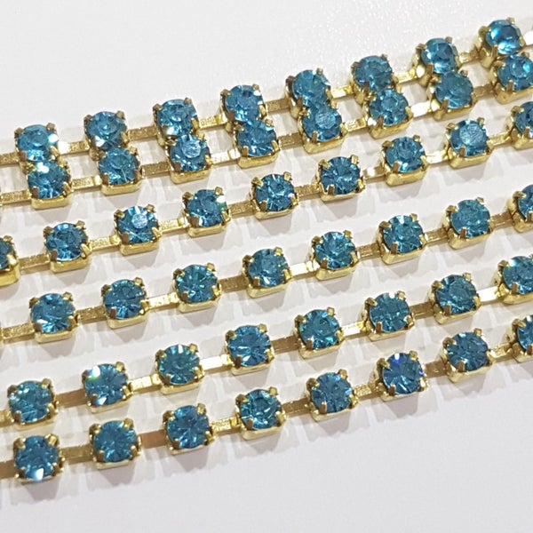 Aqua Bohemica Preciosa Rhinestone Chain ss10 Carousel 2