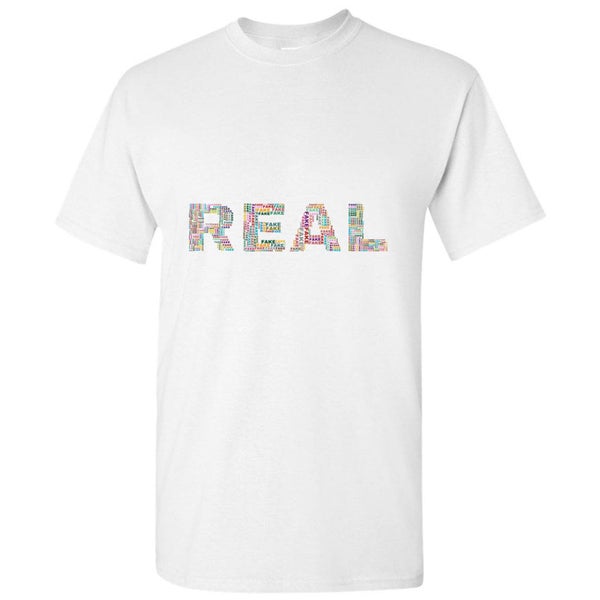 Real Fake Colourful Text 3D Art White Men T Shirt Tee Top Carousel 1