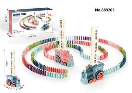 Kids Electric Domino Train Car Set Sound & Light Automatic Laying Dominoes Brick Carousel 20