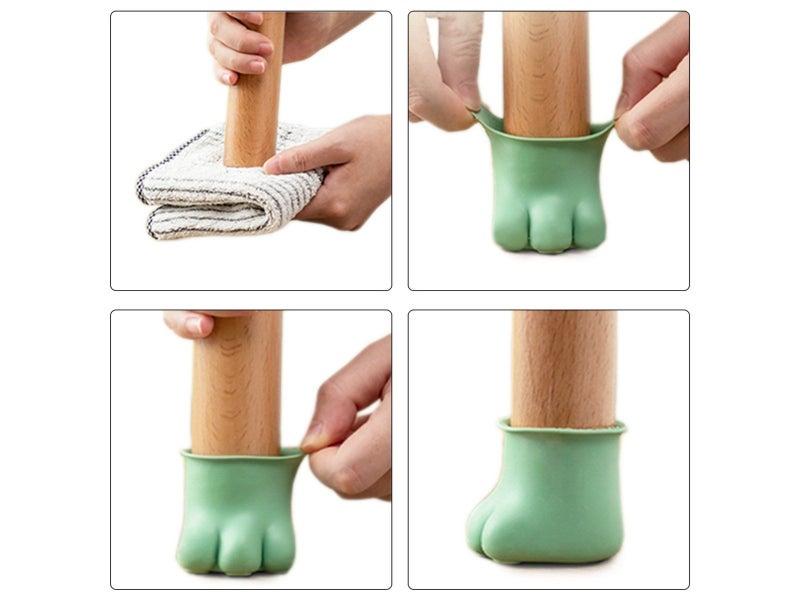 32X Silicone Chair Leg Covers Floor Protectors Furniture Leg Caps Square Green Carousel 2