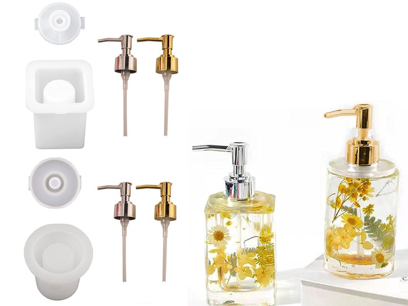 2X DIY Resin Casting Mould Perfume Bottle Silicone Mold Soap Dispenser Pump Carousel 1