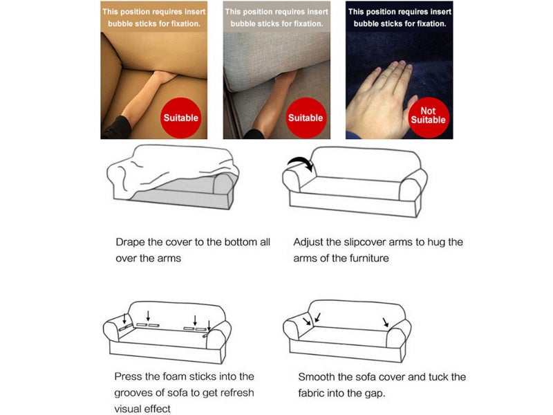 Sofa Cover Navy Solid Colour Sofa Protector Stretch Couch Slipcover 3 Seats Carousel 4
