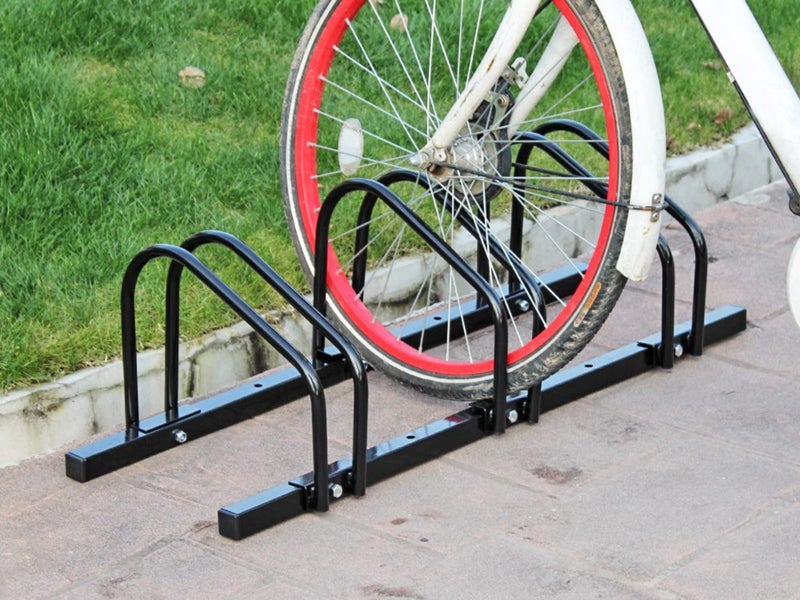 Mountain Bike Stand 3 Slots Black Cycle Rack Floor Mount(7.5cm Gap) Carousel 1