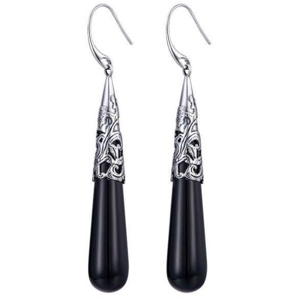 925 Sterling Silver Black Drop Earrings "Liliana Carousel 1