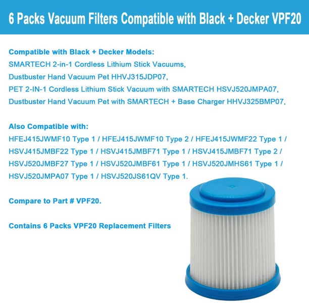 VPF20 Replacement Filters for Black and Decker Vacuum (2Pack) Carousel 2