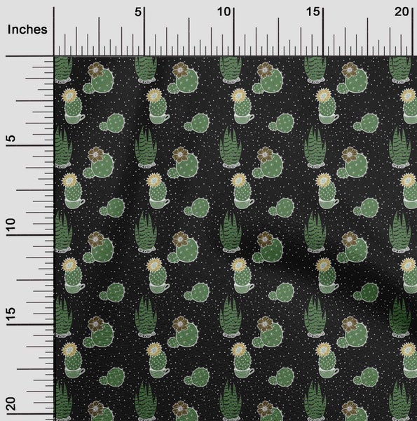 oneOone Velvet Light Brown Fabric Cactus Diy Clothing Quilting Fabric Print Carousel 2