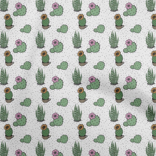 oneOone Velvet Light Brown Fabric Cactus Diy Clothing Quilting Fabric Print Carousel 1