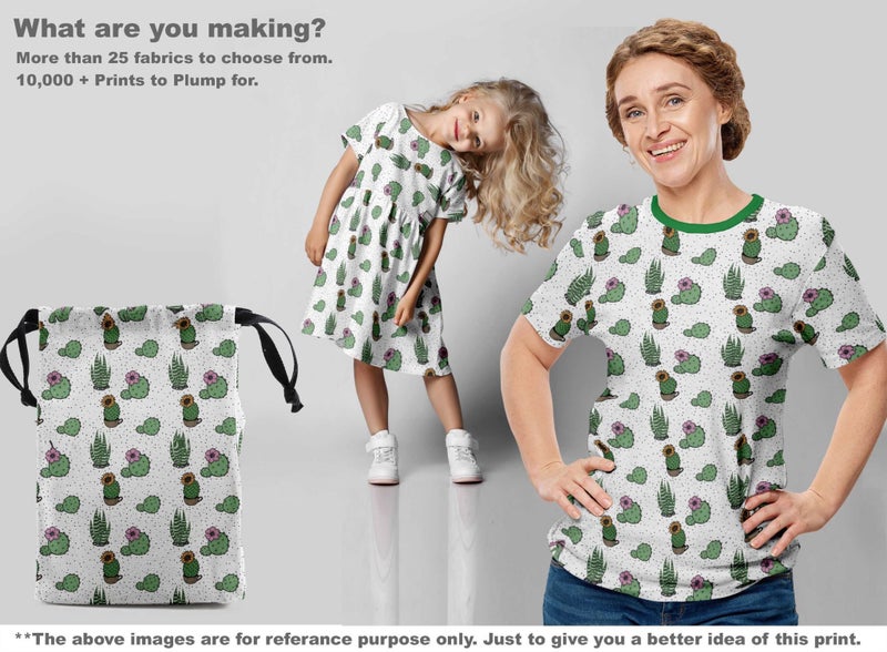 oneOone Velvet Light Brown Fabric Cactus Diy Clothing Quilting Fabric Print Carousel 5