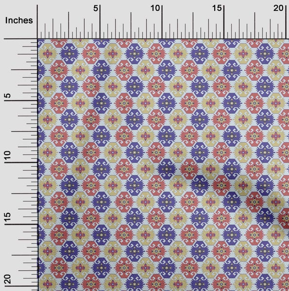 oneOone Velvet Yellow Fabric Asian Kilim Craft Projects Decor Fabric Printed By Carousel 2