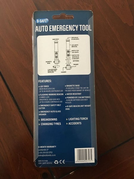 BSAFE Car Emergency LED Torch Light Beacon Seat belt Glass Cutter Carousel 2