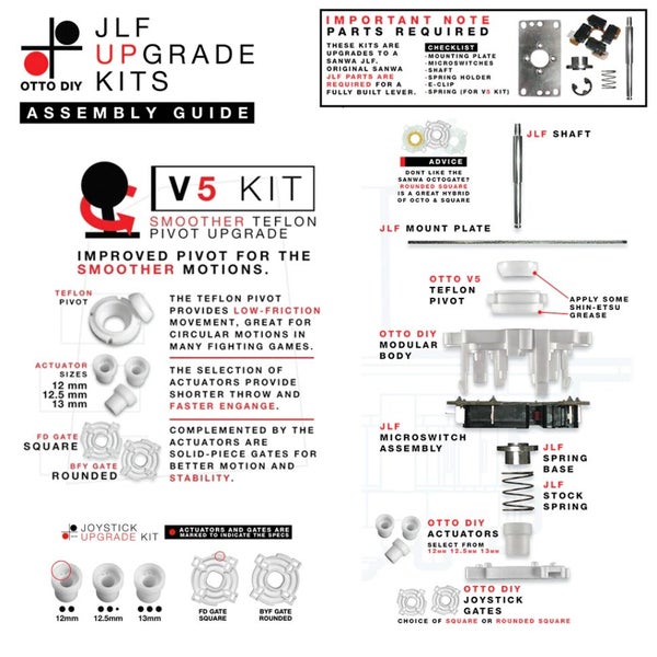 OTTO Joystick DIY Upgrade Kits Korean Style V2 Kit for Sanwa JL, Hayabusa V5 Carousel 2