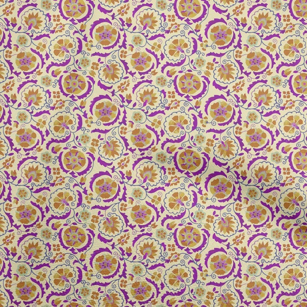 oneOone Velvet White Fabric Asian Suzani Dress Material Fabric Print Fabric By Carousel 1