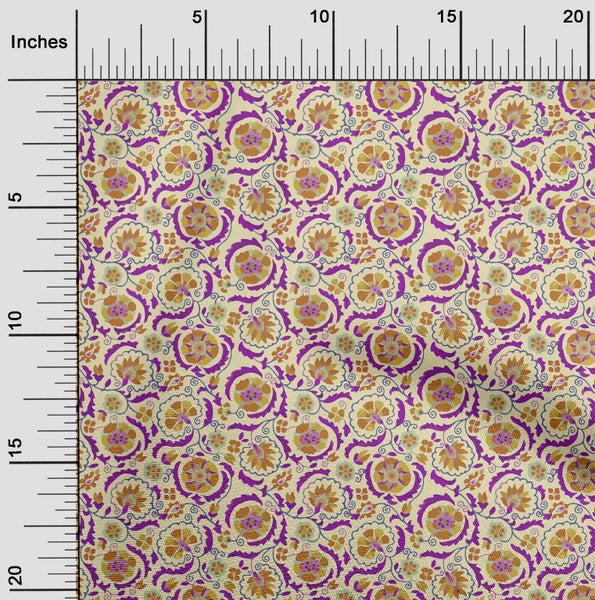 oneOone Velvet White Fabric Asian Suzani Dress Material Fabric Print Fabric By Carousel 2