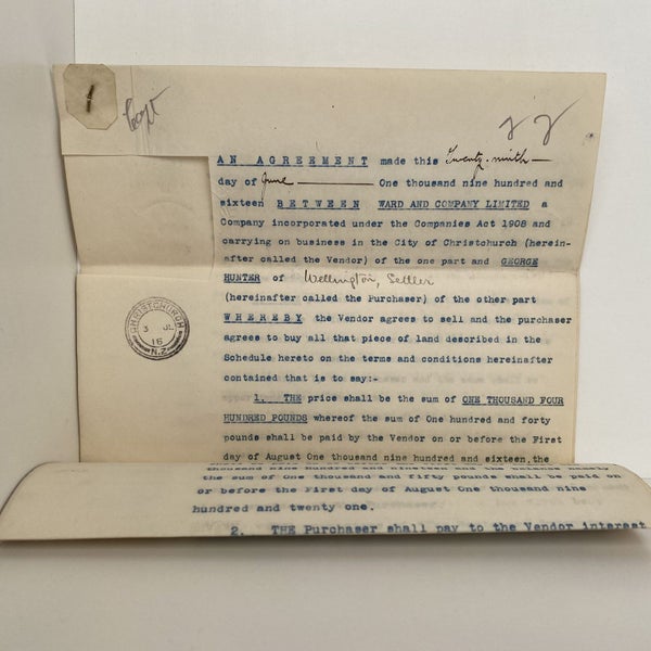 ANTIQUE PROPERTY SALE AGREEMENT: Harbour District, Wellington 1916 (106yo) Carousel 2