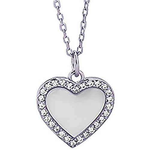 925 Sterling Silver Heart Necklace with CZ Diamonds "Irene" Carousel 1