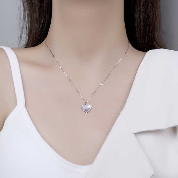 925 Sterling Silver Heart Necklace with CZ Diamonds "Irene" Carousel 2
