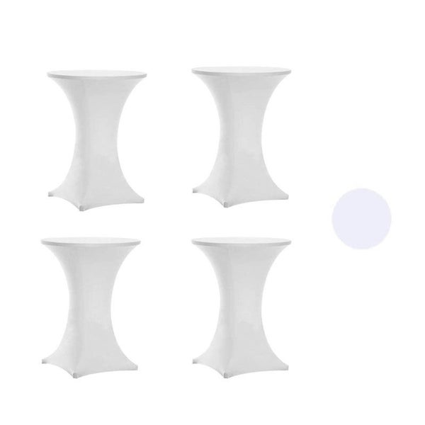 4Pcs Cocktail Table Covers Spandex Stretch Tablecloth-White Carousel 1
