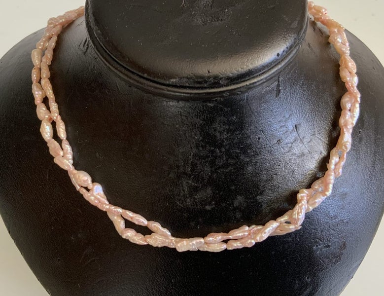 PEARL NECKLACE = FRESHWATER PEARLS = 2 ROWS = STERLING SILVER CLASP = pretty Carousel 1