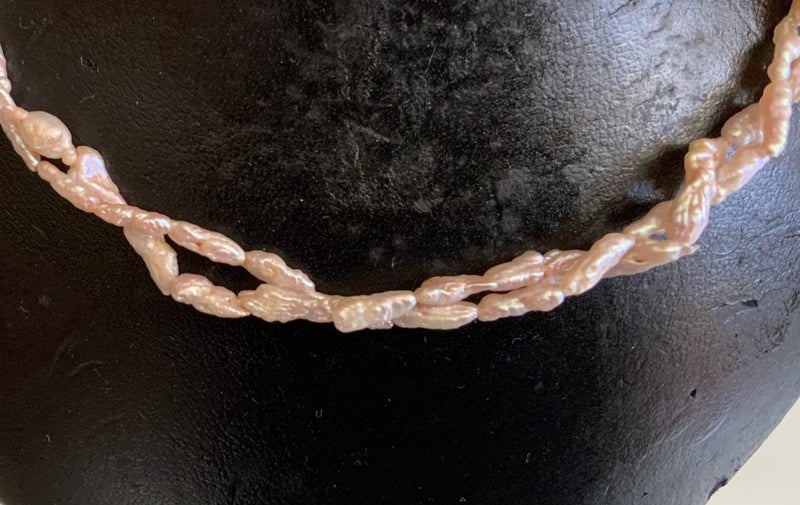 PEARL NECKLACE = FRESHWATER PEARLS = 2 ROWS = STERLING SILVER CLASP = pretty Carousel 2