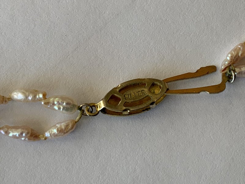 PEARL NECKLACE = FRESHWATER PEARLS = 2 ROWS = STERLING SILVER CLASP = pretty Carousel 9