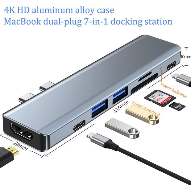 7 in 1 Docking station for MacBook Type-C To HDMI-compatible USB 3.0 Adapter Carousel 1