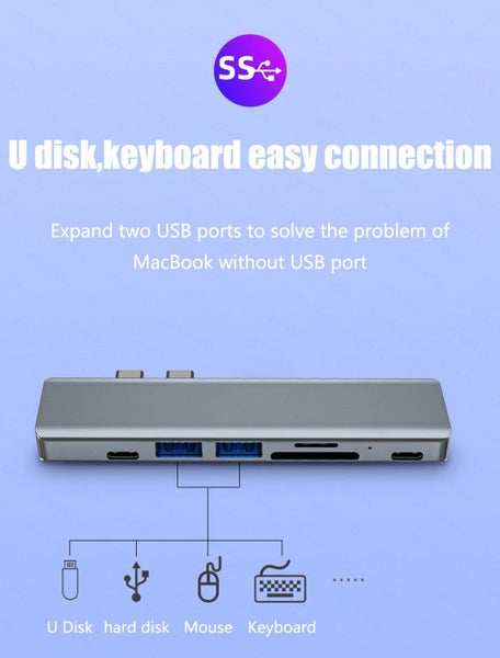 7 in 1 Docking station for MacBook Type-C To HDMI-compatible USB 3.0 Adapter Carousel 12