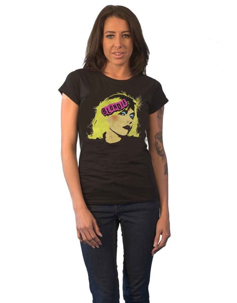 Blondie T Shirt Punk Logo new Official Womens Skinny Fit Black Carousel 1