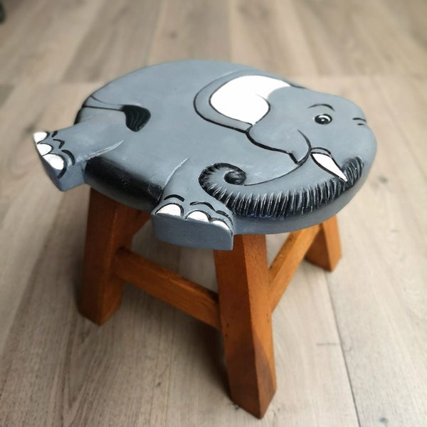 Kids Wooden Stool Elephant MANGO TREES Children Chair Toldder Step Stool Carousel 1