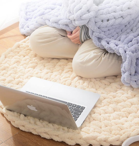 Nordic Hand-woven sitting Mat Knitted Cushion/Mat/Carpet - 90*90cm - Grey Carousel 5