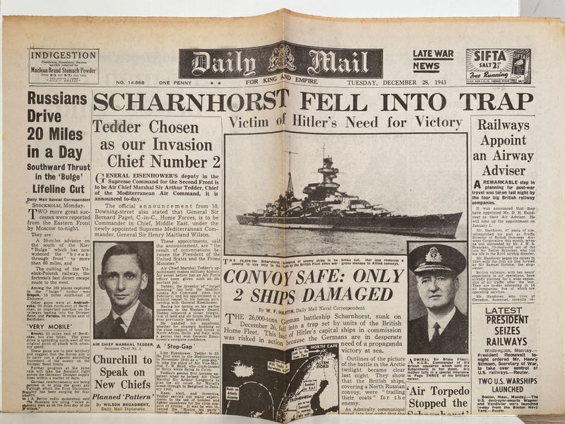 OLD WARTIME NEWSPAPER: Daily Mail, Tuesday 28th December 1943 Carousel 1