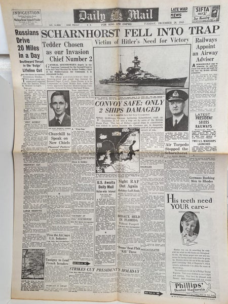 OLD WARTIME NEWSPAPER: Daily Mail, Tuesday 28th December 1943 Carousel 2