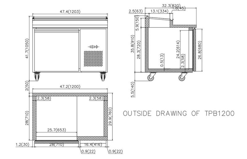 TPB1200 Pizza Prep Bench Fridge Display Fridge Chillers Carousel 2